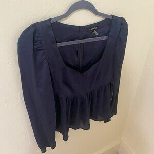 Macy's 1State Navy Blue Satin Shirt US 4 New